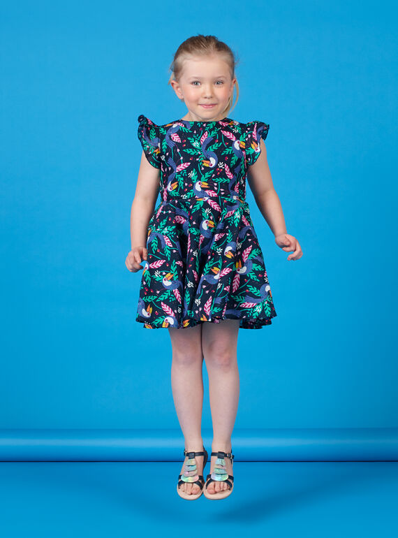 Vestido negro y verde con estampado de tucanes LANAUROB1 / 21S901P2ROBC205