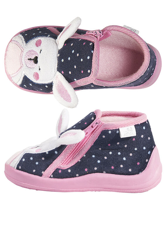 Zapatillas de casa de conejo de terciopelo de color azul para bebé niña GBFBOTLAP / 19WK37Z3D0A070