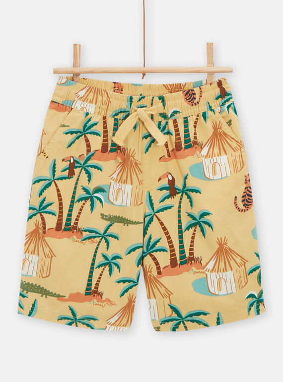 Bermudas de color amarillo pastel con estampado de sabana para niño TOLIBER1 / 24S902T2BERB112