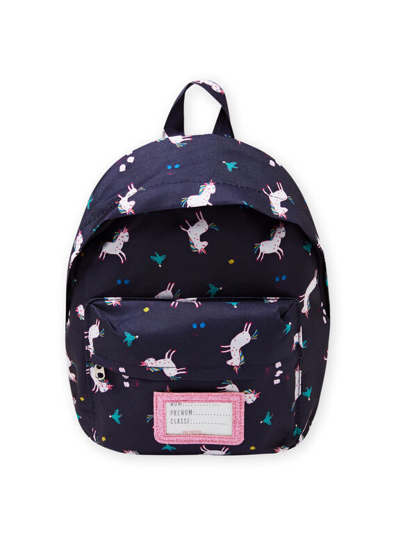 Mochila con estampado de unicornio, flor y pájaro para niña MYACLABAG / 21WI01G1BESC205