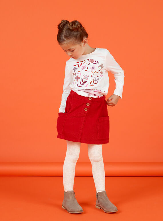 Falda roja de canalé para niña MACOMJUP1 / 21W901L2JUP408