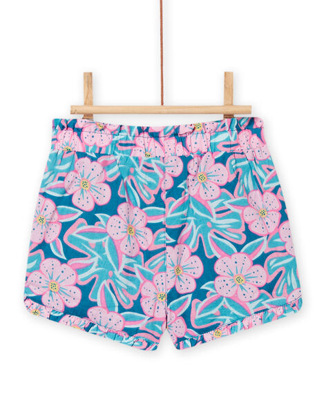 Short azul petróleo con estampado floral para bebé niña NIFICSHO1 / 22SG09U2SHO215