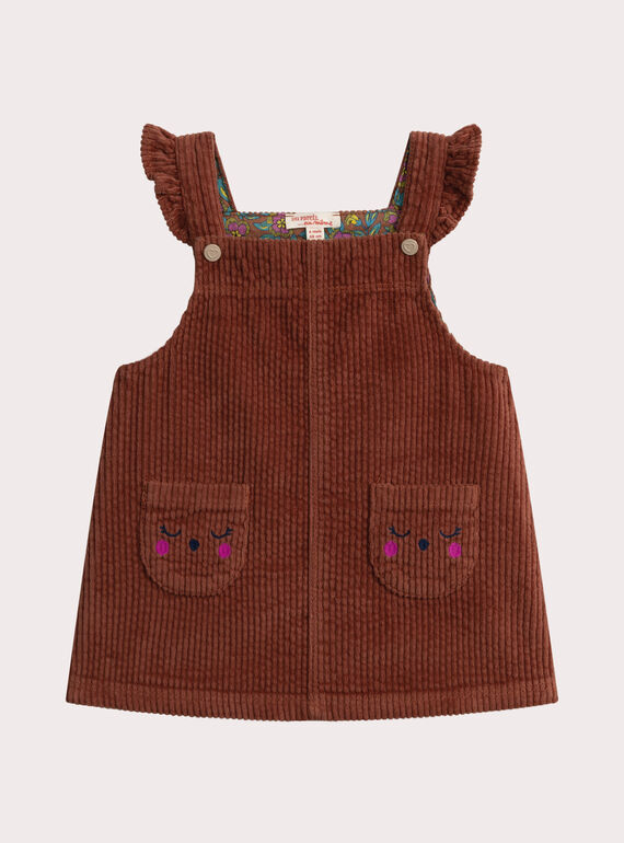 Vestido de avellana de terciopelo para niña  VIBAROB1 / 24WG09Q1ROB821