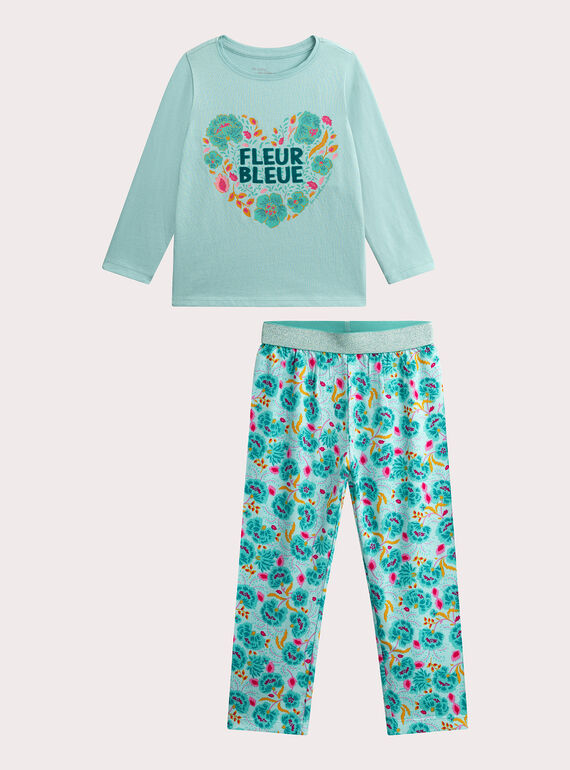 Pijama de aniamción tropical para niña VEFAPYJBLU / 24WH1174PYJ203