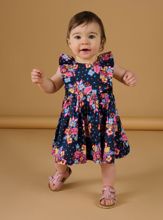 Vestido negro con estampado de flores RIJUNROB1 / 23SG09U2ROBC243