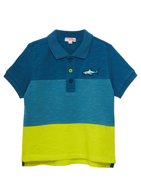 Polo color block de color turquesa y amarillo para niño JOBOPOL / 20S902H1POLC219