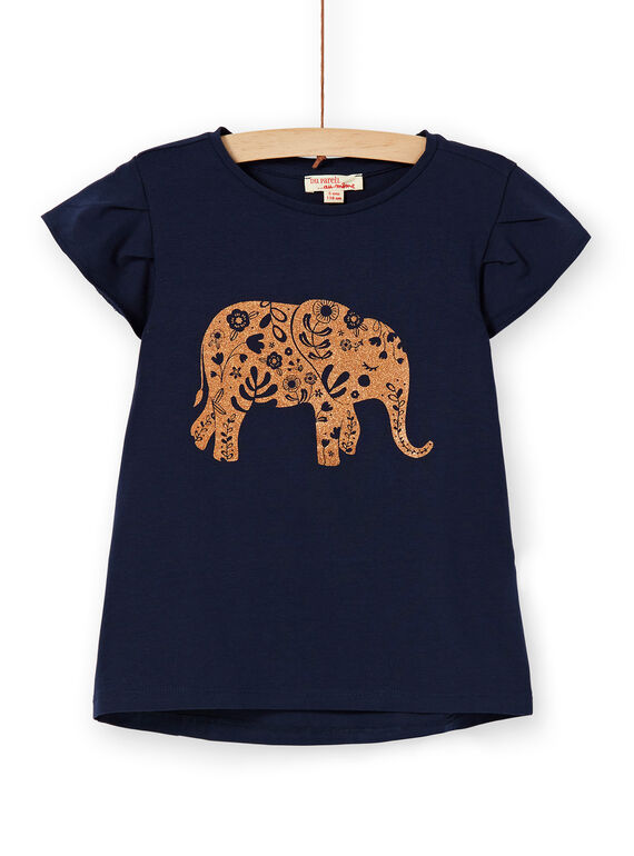 Camiseta de color azul oscuro con estampado de elefante LAJOTI4 / 21S90131D31C205