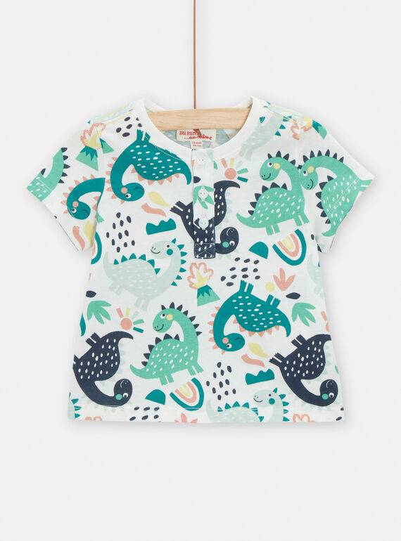 Camiseta de color crudo con estampado de dinosaurios para bebé niño TUCOTUN / 24SG10N4TMC003