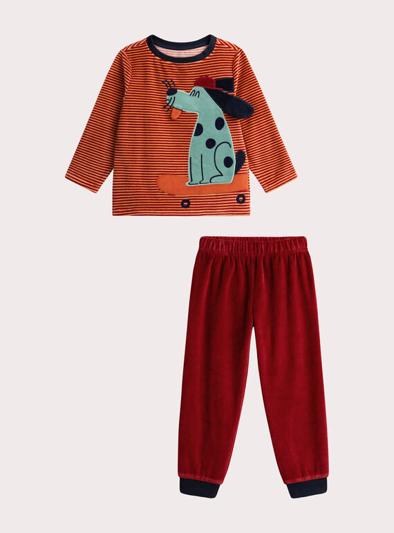 Pijama rojo de terciopelo para niño  VEGOPYJWAF / 24WH1299PYJF526