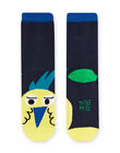 Calcetines azul noche y amarillo con estampado de pájaros para niño NYOGACHO2 / 22SI02O1SOQ705