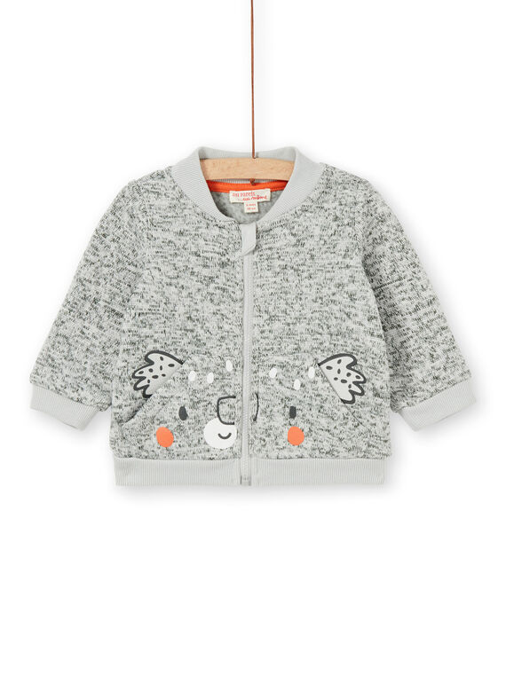 Cárdigan de color gris jaspeado para bebé niño LUJOGIL4 / 21SG1034GILJ906