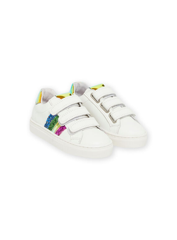 Zapatillas blancas con brillo multicolor para niña