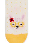 Calcetines de color crudo y amarillo con estampado de cara de animal para bebé niña NYILUSOQ / 22SI09P1SOQ001