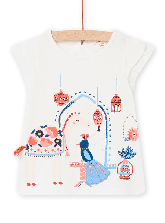 Camiseta de color crudo con estampado de fantasía para bebé niña NISANTI2 / 22SG09S1TMC001