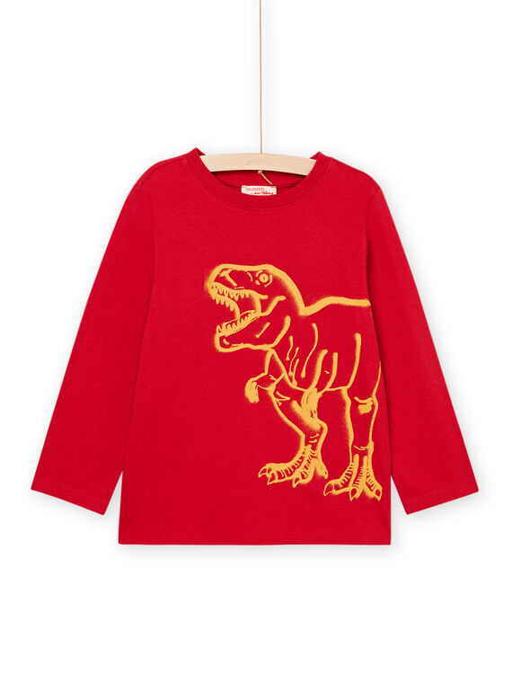 Camiseta roja de manga larga con estampado de dinosaurio POJOTEE1 / 22W902B4TML505