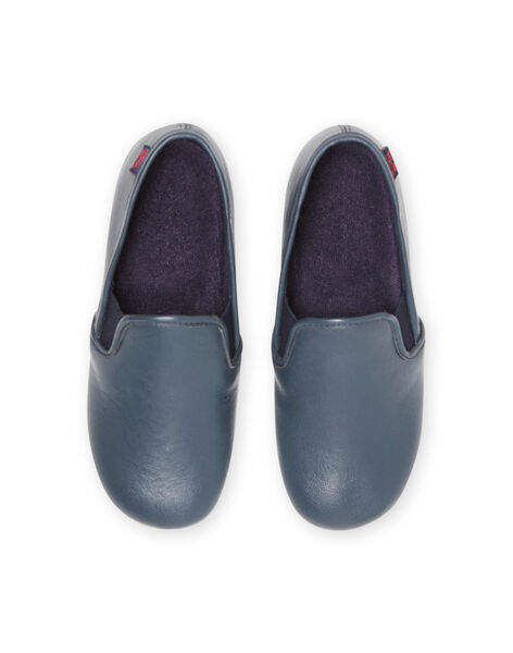 Zapatillas casa de piel azul marino para niño : online - Patucos | DPAM
