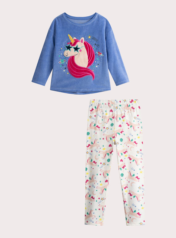 Pijama fosforescente de animación de unicornio para niña  VEFAPYJUNI / 24WH1173PYJC201