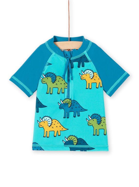 Camiseta con protección solar azul y turquesa, para bebé niño LYUTEEUVEX2 / 21SI10D3TUVC215