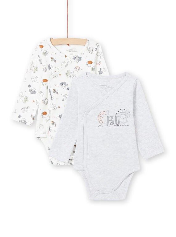 2 bodis de color blanco y gris para recién nacido unisex MOU1BOD3 / 21WF0541BODJ920