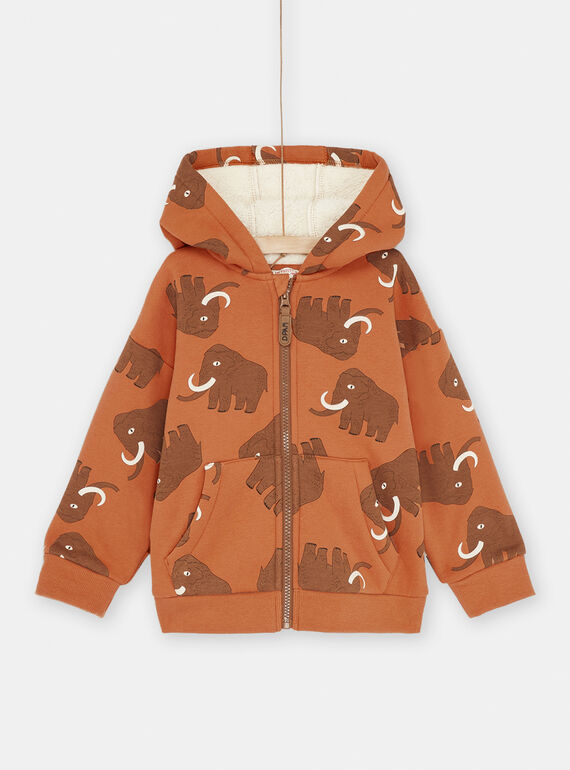 Sudadera con capucha marrón con estampado de mamut SOCOUGIL1 / 23W902L1GILE414
