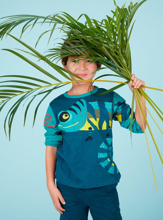 Camiseta de manga larga bicolor con estampado de camaleón para niño JOCLOTEE2 / 20S90212TML715