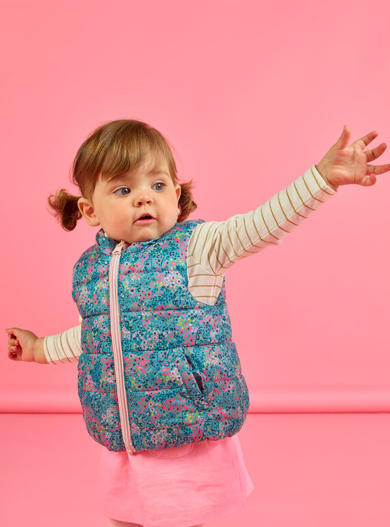 Chaleco reversible con estampado floral y liso para bebé niña MIKADOUNEX / 21WG0953D3E612