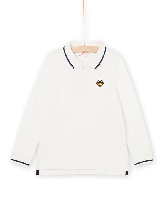 Polo blanco con estampado de cara de lobo bordado POJOPOL2 / 22W902D6POL001