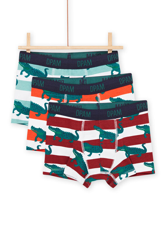 Pack de 3 bóxers con estampado de cocodrilo y rayas PEGOBOXCRO / 22WH1243BOX000