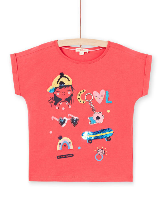 Camiseta de manga corta de color rojo para niña LAHATI1 / 21S901X1TMCF506