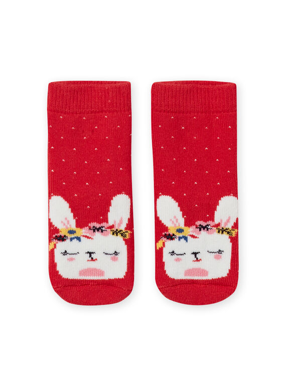 Calcetines rojos de lunares con estampado de conejo para bebé niña LYIHACHOB / 21SI09X1SOQ505