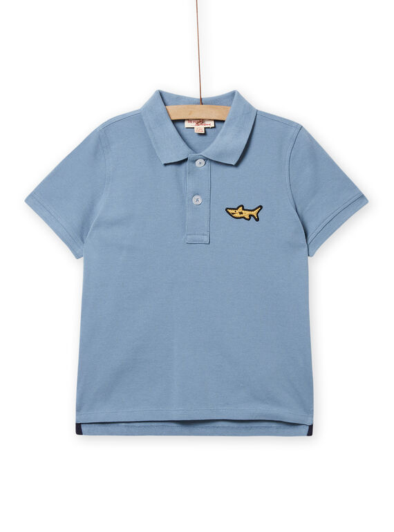 Polo liso de piqué color azul ártico para niño NOJOPOL5 / 22S90263POLC219