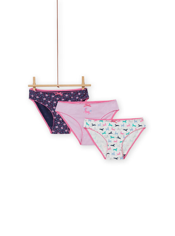 Pack de 3 braguitas a juego de unicornio para niña MEFALOTLIC2 / 21WH11C1D5L001