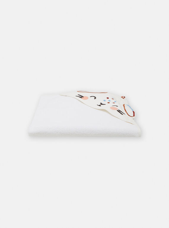 Capa de felpa y manoplas de color crudo con estampado de oveja para recién nacido VOU1POIN / 24WF42C1POI001