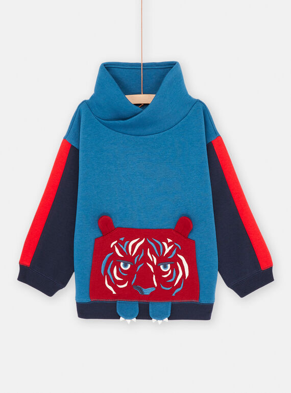 Sudadera azul con dibujo de tigre para niño SOFORSWE / 23W902K1SWEC226