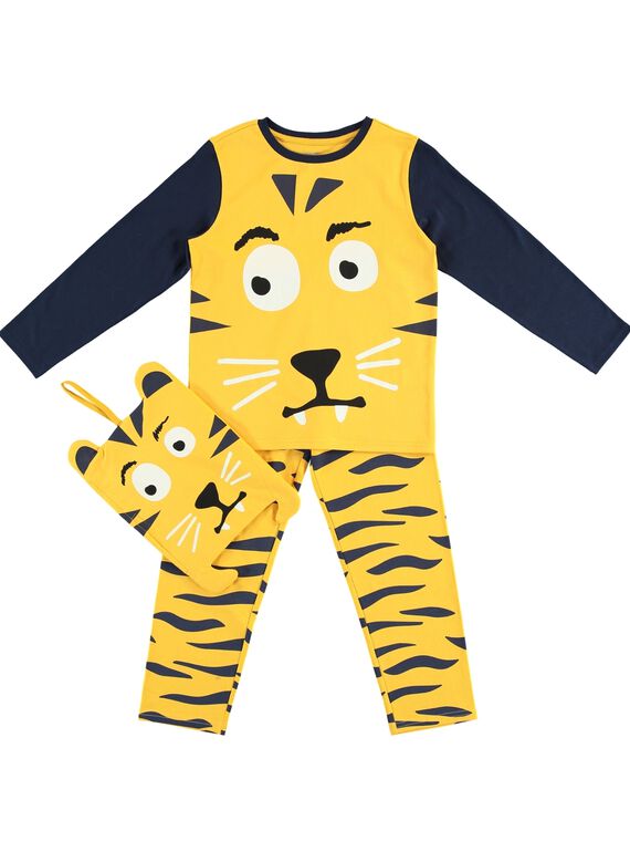 Pijama de color amarillo con su guardapijamas para niño JEGOPYJMAN3 / 20SH12L1PYG106