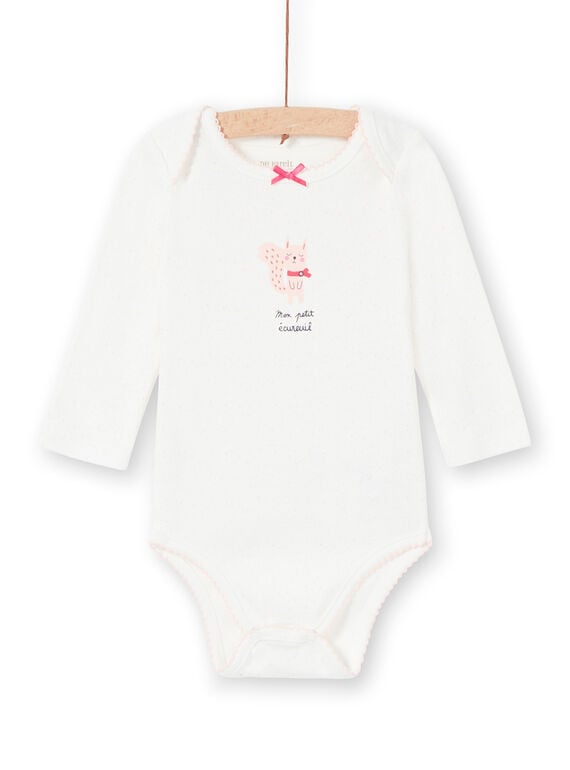Body de manga larga con estampado de manchas y ardilla para niña LEFIBODECU / 21SH1329BDL001