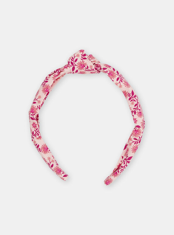 Diadema de color rosa con estampado de flores para niña SYAJOSERR2 / 23WI0181TETD329