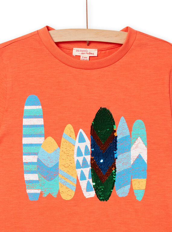 Camiseta naranja con lentejuelas reversibles para niño NOWATI5 / 22S902V4TMC409