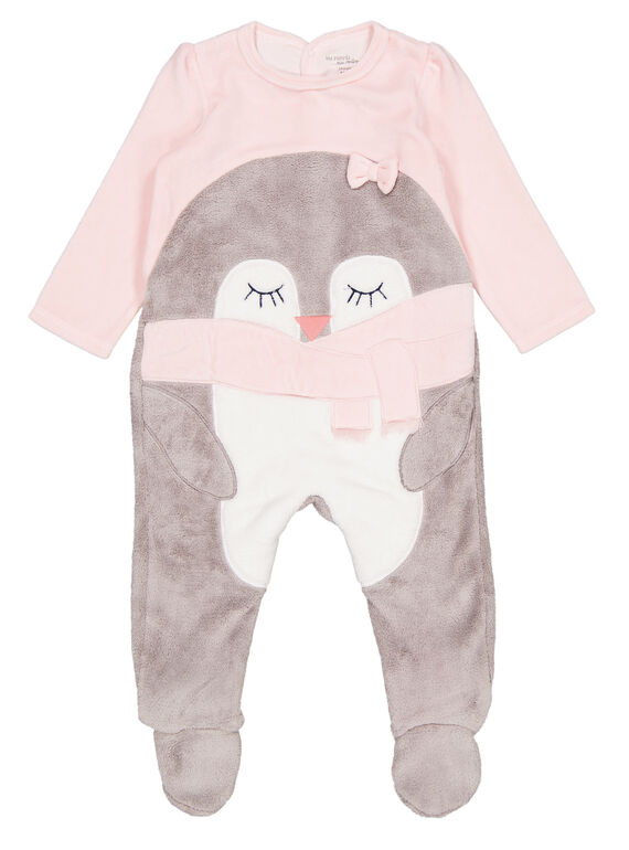 Pelele de color rosa de terciopelo de tacto suave para niña recién nacida GEFIGREPIN / 19WH13N3GRE307