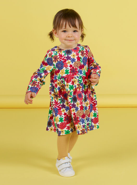 Vestido de manga larga con estampado floral colorido para bebé niña MIMIXROB3 / 21WG09J2ROB001