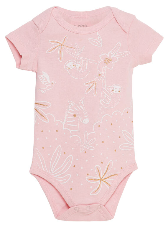 Body de manga corta de color rosa claro para bebé niña JEFIBODJUN / 20SH13V4BDL321