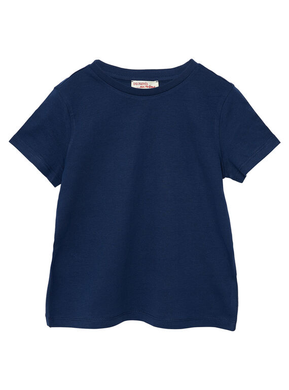 Camiseta de manga corta lisa de color azul marino para niño JOESTI2 / 20S90261D31070
