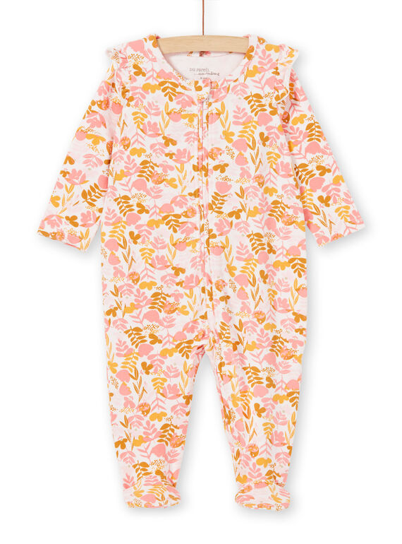 Pelele con estampado floral de punto fino, de color blanco y rosa para bebé niña LEFIGREAOP2 / 21SH135CGRE632
