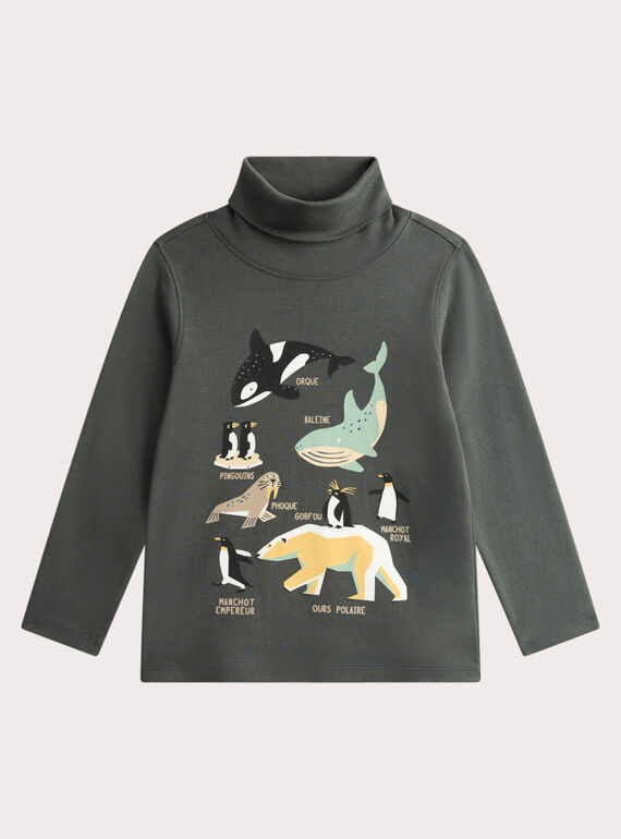 Cuello vuelto verde con animación de animales del ártico para niño VOPERSOUP / 24W902R1SPLG617