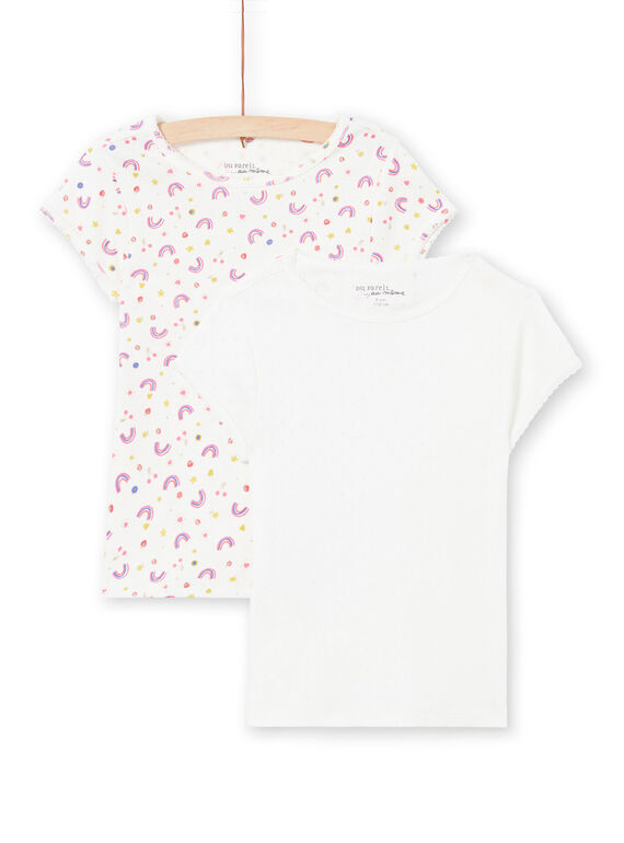 Pack de 2 camisetas de color blanco a juego para niña MEFATEARC / 21WH11B2HLI001