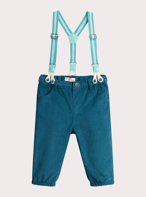 Pantalones de color turquesa oscuro con tirantes para bebé  VUKLIPAN2 / 24WG1041PANC242