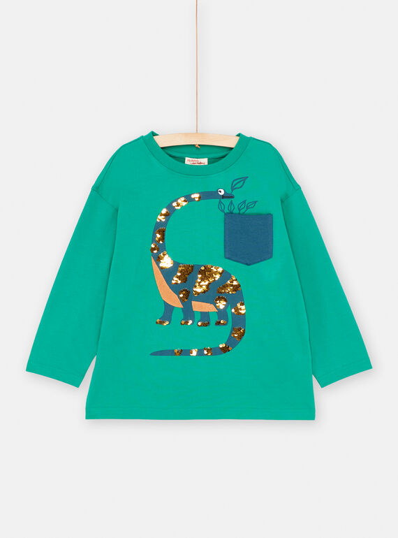 Camiseta verde con dibujo de diplodocus para niño SOVERTEE4 / 23W902J4TML600