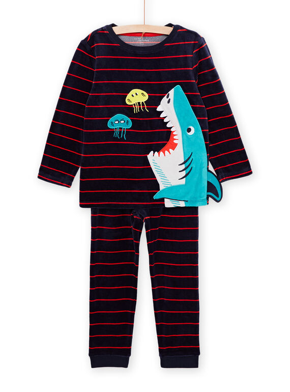 Pijama de terciopelo con estampado de tiburón PEGOPYJREQ / 22WH1233PYJ705
