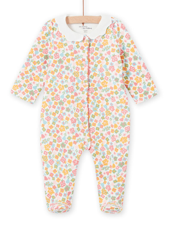 Pelele con estampado floral y cuello fantasía para bebé niña MEFIGRESAU / 21WH1394GRE001