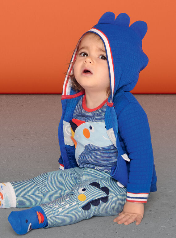 Cárdigan con capucha de color azul y blanco, para bebé niño LUCANGIL / 21SG10M1GIL217